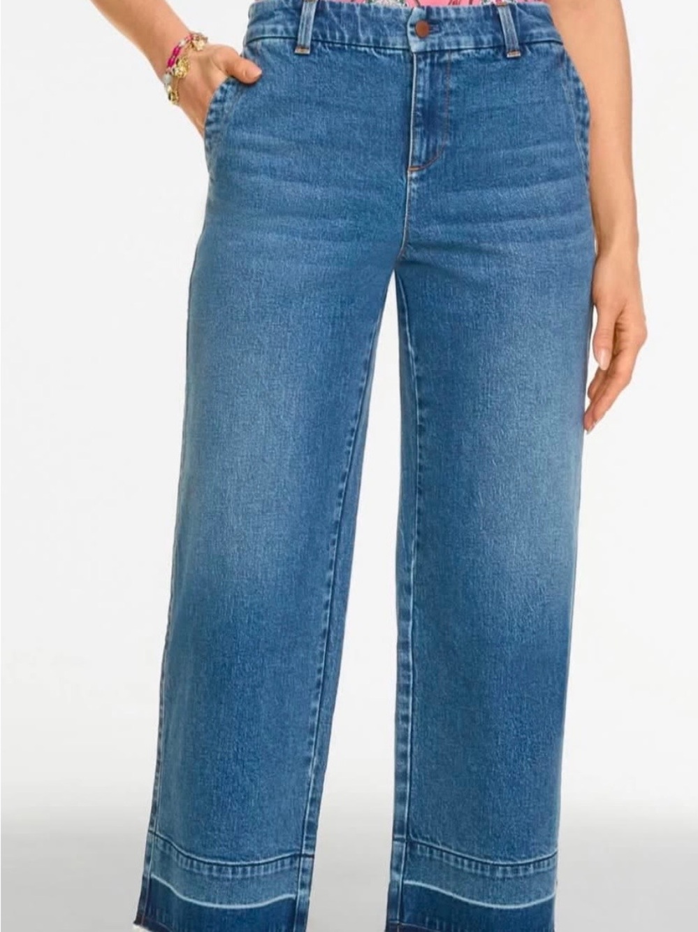 Talbots Wide-Leg Midrise Jeans in Tillery Blue Wash